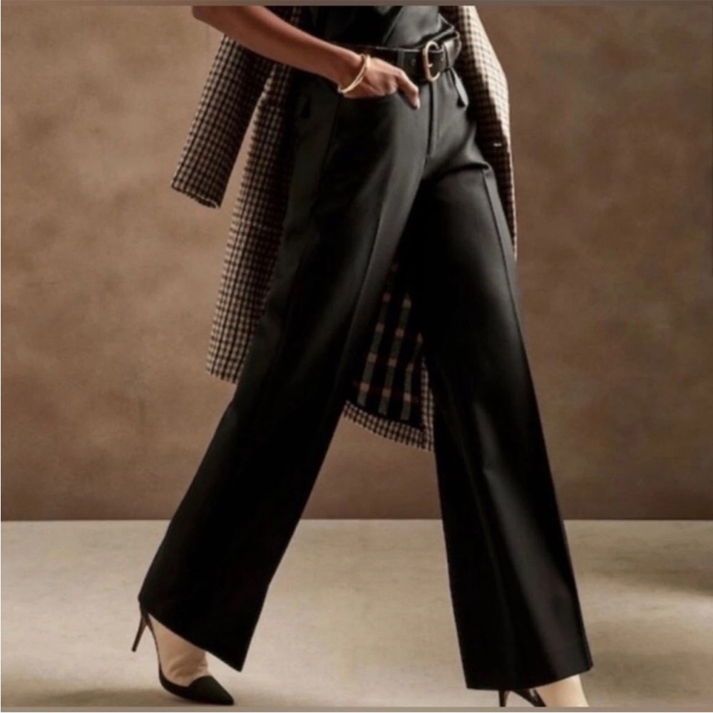 Banana Republic Lido Black Women's Wide-leg Trousers Sz 8 Excellent!